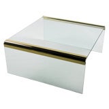 Glass & Brass Waterfall Table In The Manner Of Pace
