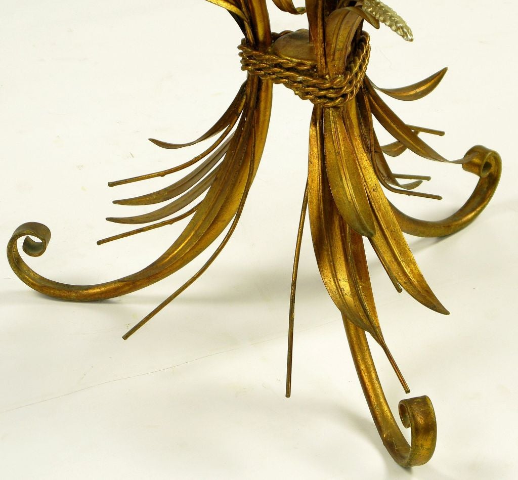 Pair Italian Sheaf Of Wheat Side Tables In Gilt Iron 1
