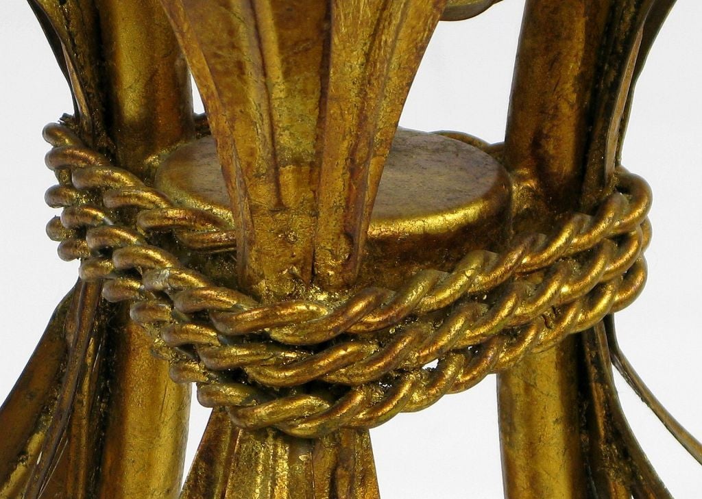 Pair Italian Sheaf Of Wheat Side Tables In Gilt Iron 2