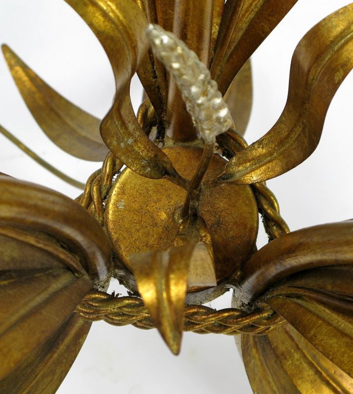 Pair Italian Sheaf Of Wheat Side Tables In Gilt Iron 4