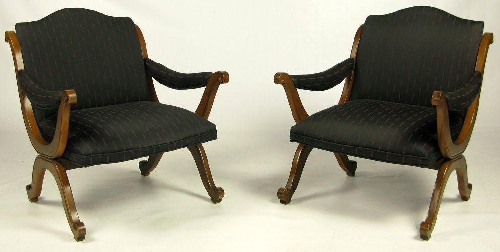 Pair Of Curule Form Regency Arm Chairs