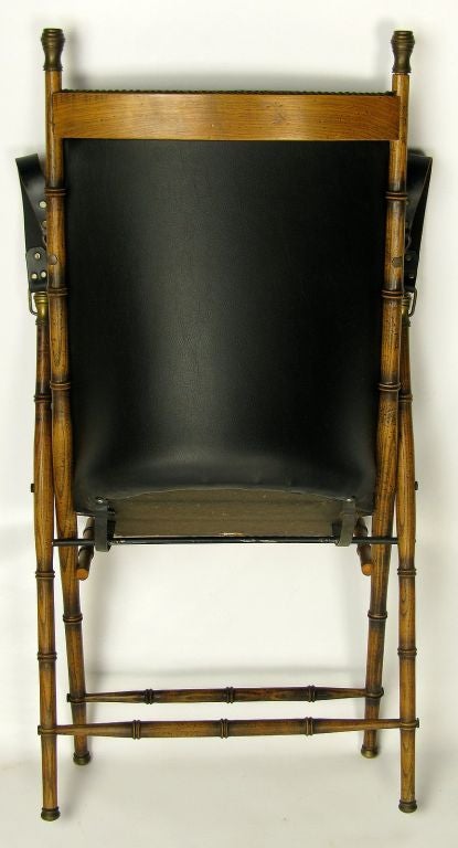 Italian Campaign Chair In Black Leather 6