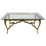 Gilt Aluminum & Glass Top Louis XV Dining Table