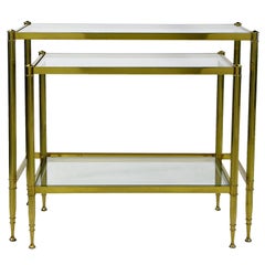 Pair Of Glass & Brass Nesting Tables
