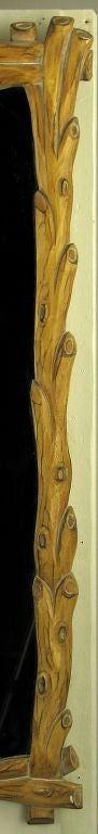 Late 20th Century Italian Carved Wood Faux Bois Wall Mirror