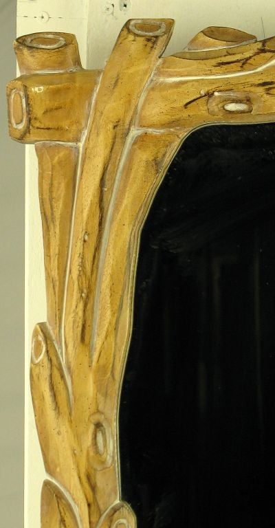 Italian Carved Wood Faux Bois Wall Mirror 3