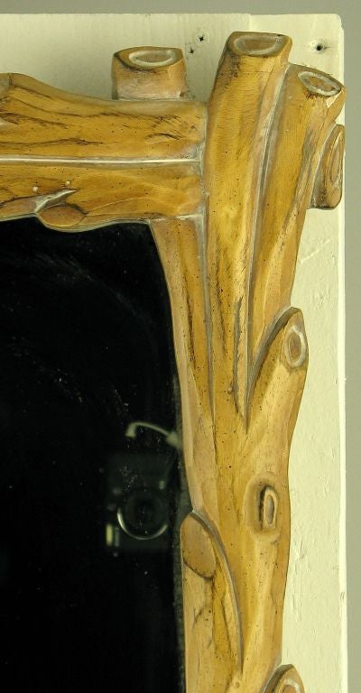 Italian Carved Wood Faux Bois Wall Mirror 4