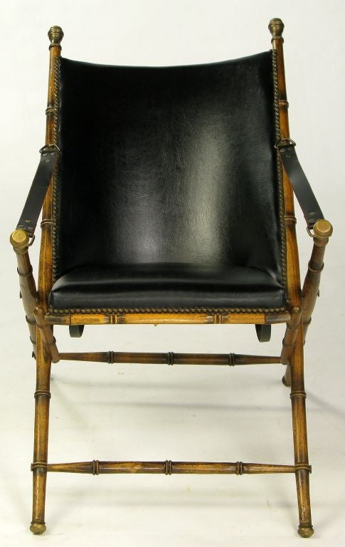 Italian Campaign Chair In Black Leather 2