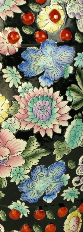 Pair Polychrome Chrysanthemum Chinese Garden Seats 3