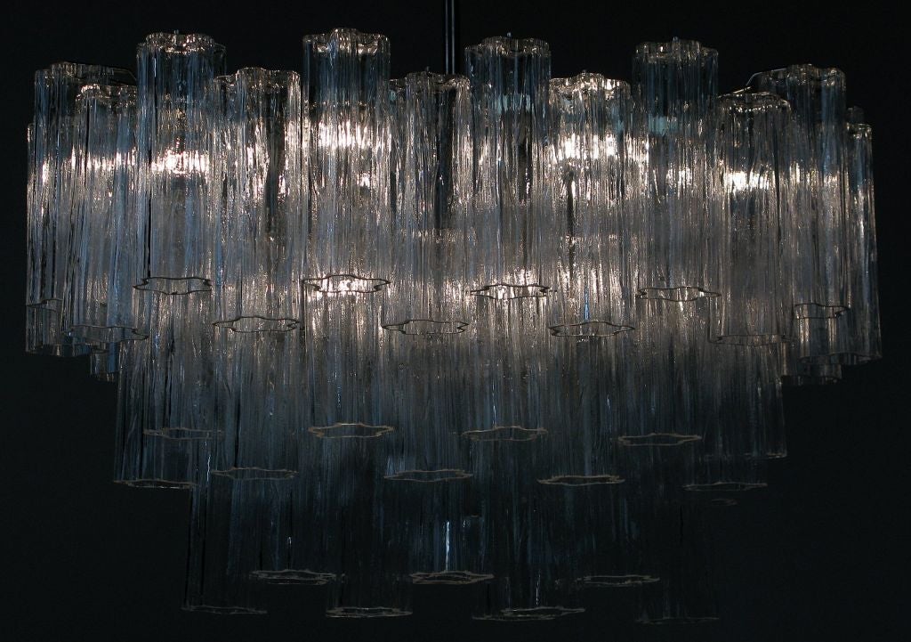 Oval Camer Glass Chandelier With Pentafoil Tubes