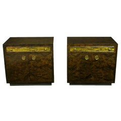 Pair Mastercraft Cabinets With Acid Etched Brass Detail