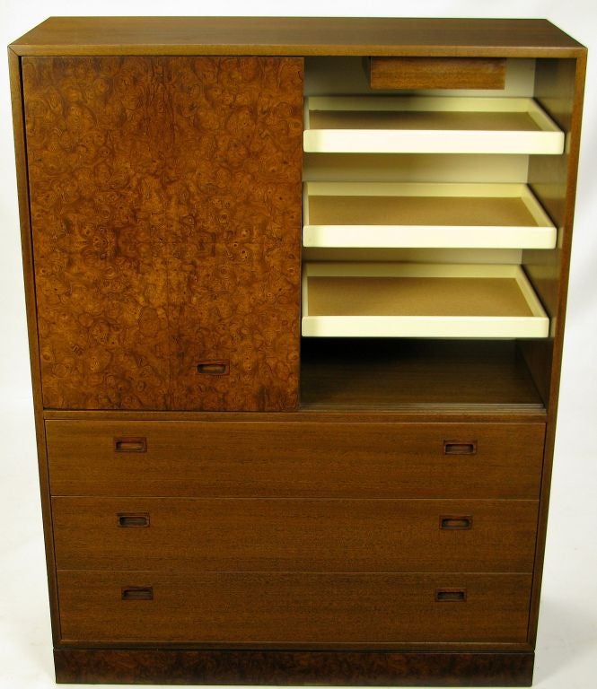 Harvey Probber Burl and Mahogany Gentleman's Chest
