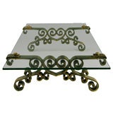 Large 
Heavy Glass Coffee Table With Gilt Iron Base