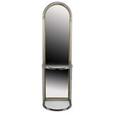 Arched Chrome and Brass Console Mirror