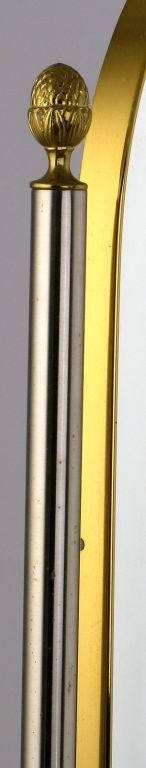 Mid-20th Century Italian Steel & Brass Cheval Mirror