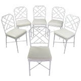 Set Of 6 Lacquered Aluminum Chairs With Faux Alligator Seats