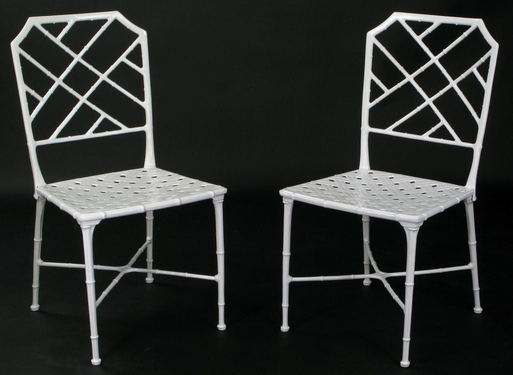 American Set Of 6 Lacquered Aluminum Chairs With Faux Alligator Seats