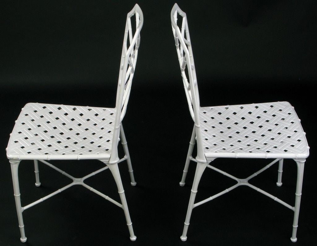 Set Of 6 Lacquered Aluminum Chairs With Faux Alligator Seats 1