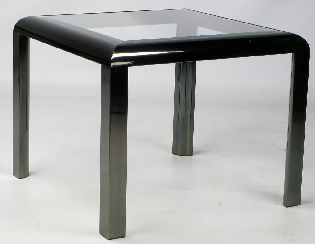 DIA End Table In Radiused Gunmetal With Beveled Glass