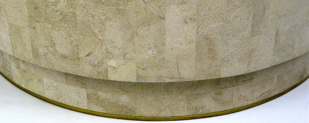 Brass Tessellated Fossil Stone Pedestal By Maitland Smith