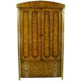Mastercraft Burled Wood And Brass Tall Cabinet