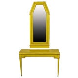 Neoclassical Console & Mirror In Golden Yellow Lacquer