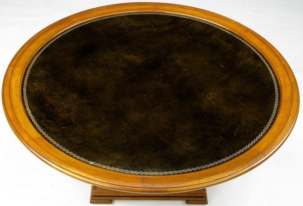 Mid-20th Century Regency Round Tooled Leather Top Coffee Table By Henredon