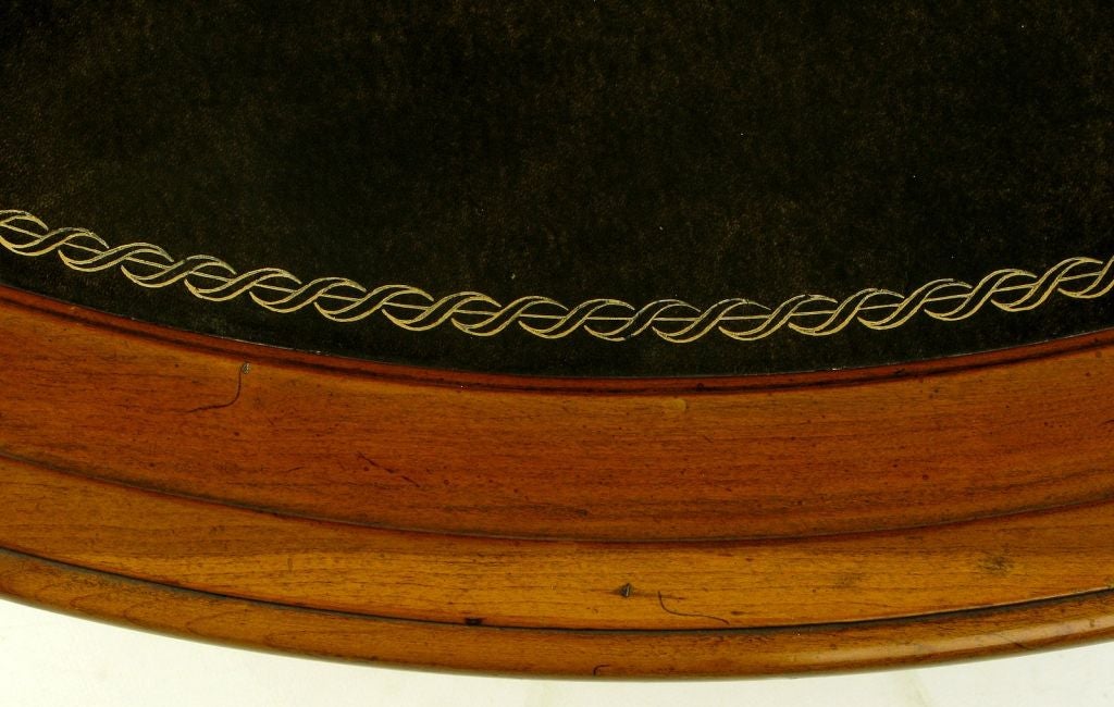 Walnut Regency Round Tooled Leather Top Coffee Table By Henredon