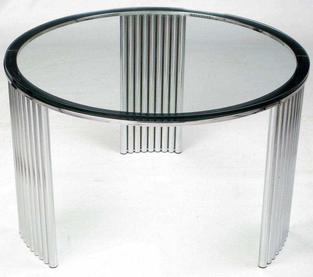 Art Deco Tubular Chrome Coffee Table Attr. Vermillion Of LA
