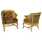 Pair Of  1940s Cane Back Regency Arm Chairs