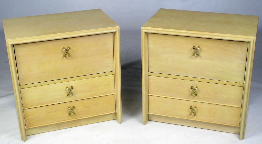 Pair Of Bleached Birch Nightstands By Paul Frankl