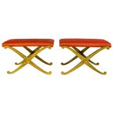 Vintage Pair Of Gilt X-Form Benches By Palladio