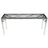 Chrome And Glass Chinese Chippendale Console