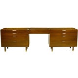 Pair Harvey Probber Mahogany Commodes With Vanity Bridge