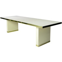 Table de salle à manger Pierre Cardin ivoire et or