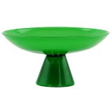 Vintage Emerald Green Murano Glass Compote