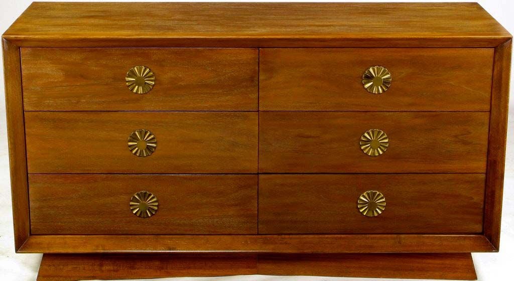 Cerused Walnut Art Deco Six Drawer Long Dresser