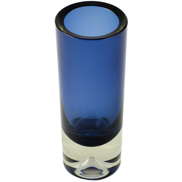 Cobalt Blue Sommerso Glass Vase