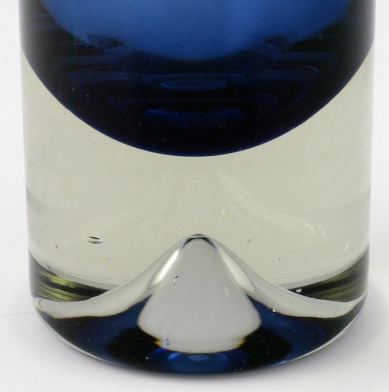 Italian Cobalt Blue Sommerso Glass Vase