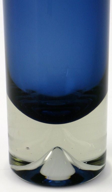 20th Century Cobalt Blue Sommerso Glass Vase