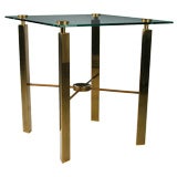 Postmodern Brass And Glass End Table