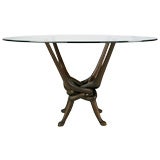 Unusual Chain Wood  Center Table With Glass Top