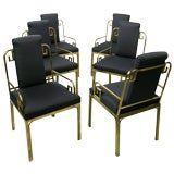 Set Of Six Mastercraft Greek Key Design Brass Dining Chairs