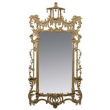 Large  Chinese Chippendale Style Mirror In Carved Gesso