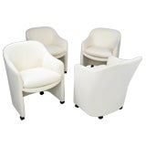 Set Of Four White Sculptural Chairs By Milo Baughman