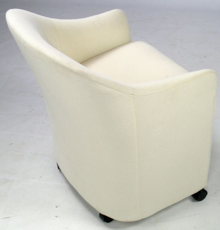 American Set Of Four White Sculptural Chairs By Milo Baughman