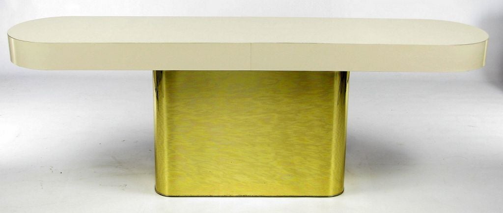 Milo Baughman Brass Base Console Table With Matching Benches 2