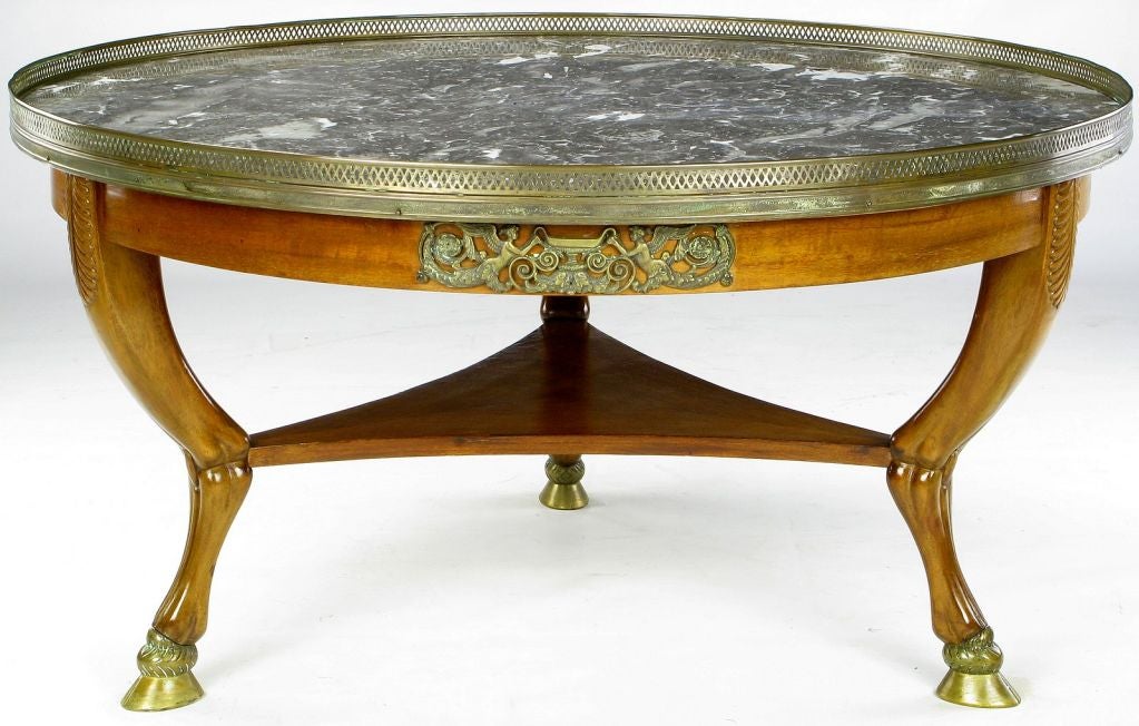 Empire Coffee Table With Bronze Hoof Feet And Marble Top