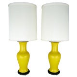 Vintage Pair Warren Kessler Vibrant Yellow Table Lamps