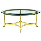 Brass Cocktail Table With Hoofed Feet By LaBarge